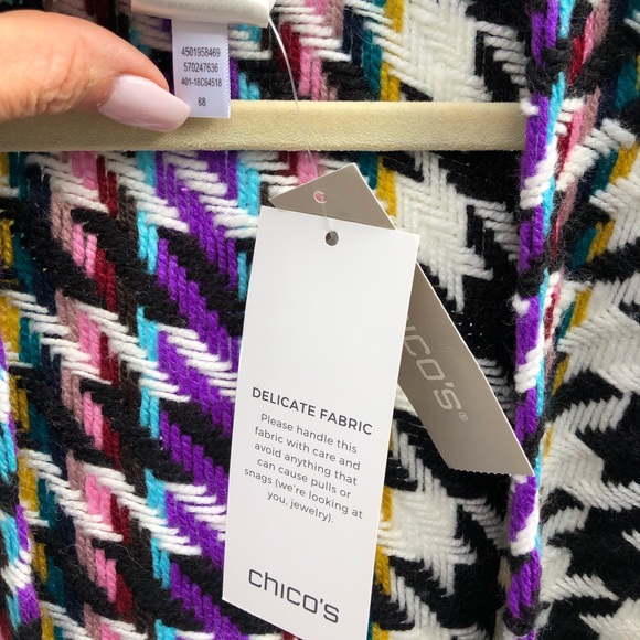 Chico’s Multi Fringe Ruana , Houndstooth Ruana - Picture 8 of 14